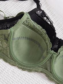 2件套蕾丝文胸和无钢圈文胸套装 - 彩色 - 查看 5