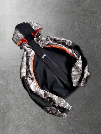 Giacca e cappotto da uomo, stile di strada americano, giacca con cappuccio in patchwork mimetico