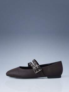 CUCCOO GRLICON 女士搭扣设计时尚百搭休闲平底鞋 - 卡其色 - 查看 1