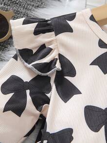 Elladie kids 2件套女童爱心印花荷叶边长袖T恤和打底裤，春秋季 - 彩色 - 查看 5