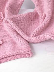 Franclia Pink Floral Autumn Cute Everyday Blogger-Style Chic 3D Crochet Loose Fit Crew Neck Sweater,European & American New Arrival Fall Winter Casual Commute - Pink - View 5