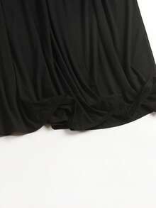 SHEIN Tall CURVE Plus Size Women Casual Solid Color Versatile A-Line Skirt - Black - View 5