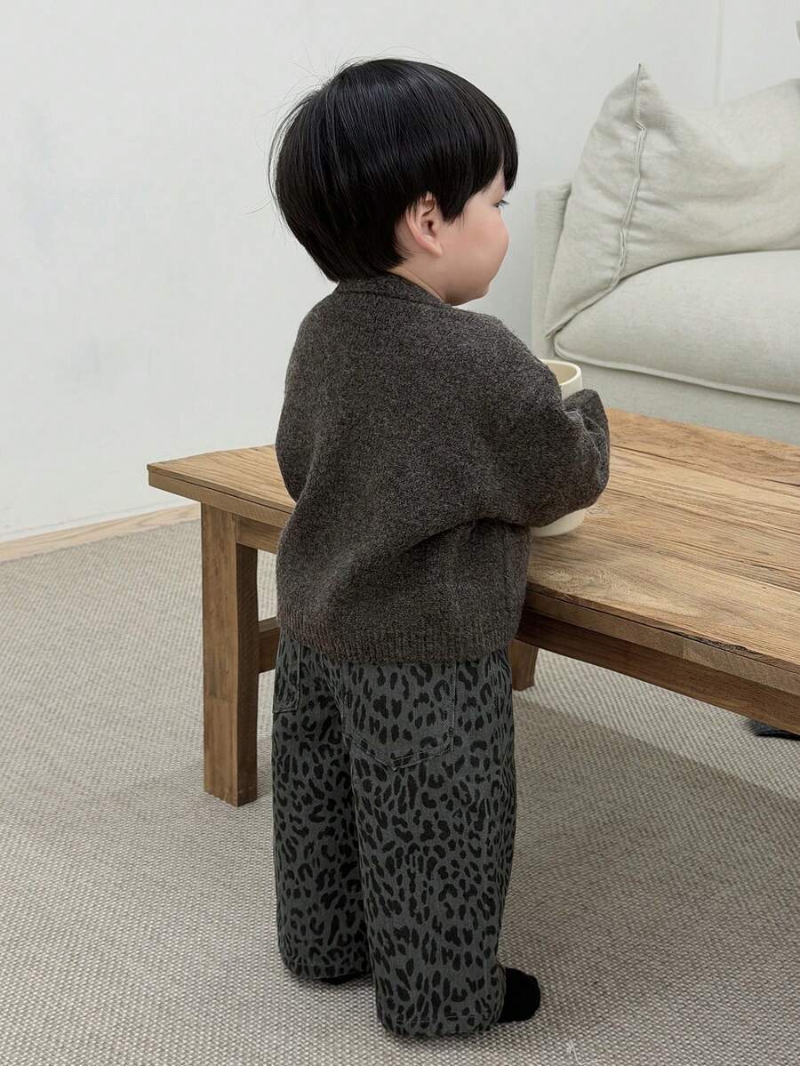 DAZY 男童休闲宽松水洗豹纹牛仔裤