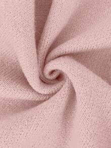 Franclia 女士优雅纯色罗纹高领修身长袖拉链上衣搭配弹力腰显瘦喇叭腿针织衫两件套，冬季 - 粉色 - 查看 5