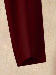 EMERY ROSE 2件套女士碎花圆领短袖上衣和裤子，新年休闲装 - 中紫紅色 - 查看 5