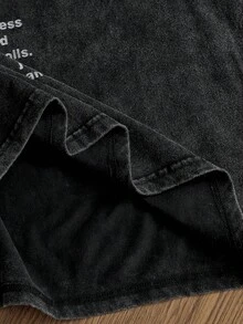 SWAVVY Men's Standard Casual Long Sleeve T-Shirt, Graphic Print & Contrast Color Patchwork Design, Faux 2-In-1 Streetwear Top Graphic Long Sleeve - Black - View 5