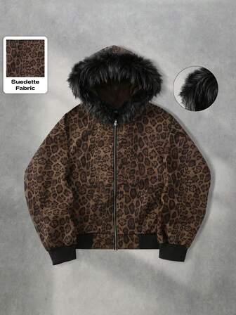 Street Life Vintage KPOP American Leopard Print Hooded Sweatshirt Sweatshirt