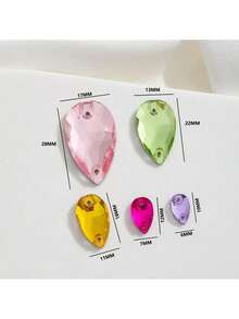 Slim Water Drop Shape Glass Multi Colors Shape Shiny Handmade Sewing Crystal Hand Sewn Rhinestone Decoration Beads Flat Back With Holes Gems DIY Accessories Sew On Stones Strass For Decorating Clothes, Dress, Bags, Shoes, Brooches, Earrings, Handicrafts