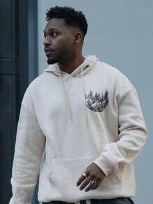 Heavens Edit Sudadera con capucha y cordón para hombre con estampado floral y diseño de paisaje, para otoño e invierno - Albaricoque - Ver 6