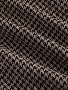 SHEIN MOD 女士束胸紧身胸衣式连衣裙，撞色蕾丝，千鸟格印花，蝴蝶结，开衩设计，返校季服装，抹胸连衣裙，不含胸罩