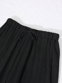 3pcs Girls' Striped Textured Casual Straight Leg Pants, Suitable For Daily Wear - Blue - View 6