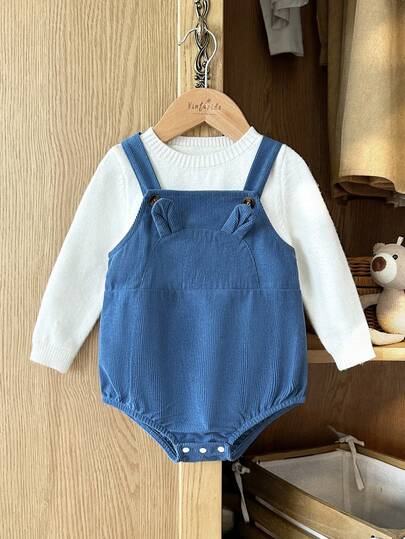 Vintaside Kids Infant Baby Bodysuit, Countryside Style, Fashionable & Cute With 3D Ear Decor, Versatile For Spring, Autumn & Winter Transition Seasons