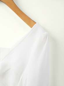 GlowEve CURVE Plus Size Women's Elegant Collared Chiffon Patchwork Long Sleeve Cinched Waist Blouse, Autumn/Winter