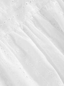 SHEIN MOD 白色镂空腰部夏季长裙、荷叶边袖、后领结、毕业礼服、派对礼服、夏季女式挤奶女工装、蝴蝶结连衣裙、波西米亚风连衣裙、长裙、沙滩裙、白色连衣裙、刺绣连衣裙、乡村音乐会连衣裙、早午餐连衣裙、白色长裙、早午餐连衣裙 - 白色 - 查看 4