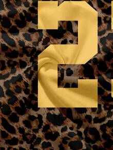 Coolane Casual Vintage Street Style Leopard Print Contrast Color Letter Number 23 Graphic Long Sleeve Ruched Waist Sexy T-Shirt For Women, Suitable For Autumn/Winter, Vintage, Preppy, Versatile, Sexy, Cute, Y2K, Coconut Girl, Boho, Hippie, Music Festival Leopard Print Top Y2k Top - Multicolor - View 9