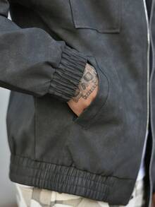 Devon Thys Men's Loose Fit Motorcycle Leather Jacket, New Autumn/Winter Design - Black - View 5