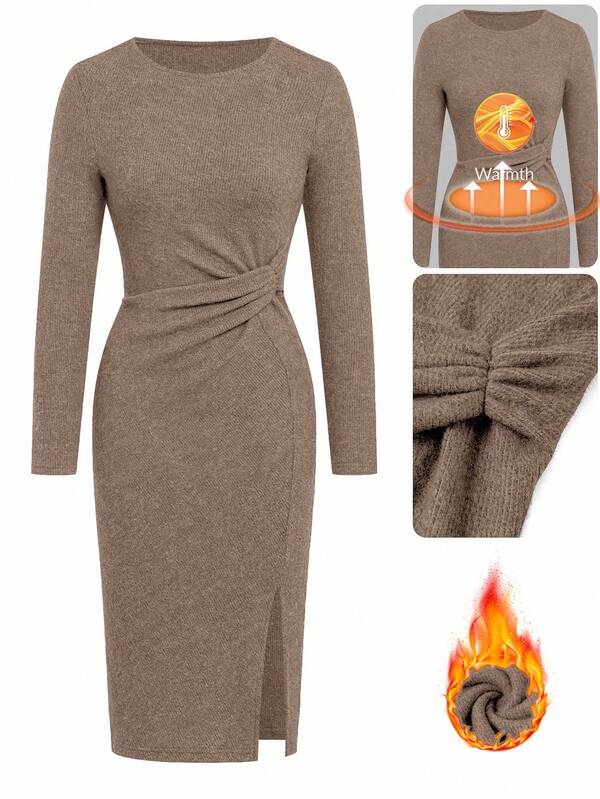 Ellevyn Velvet Twist Knot Bodycon Dress, Christmas Dress For Women,Christmas Women Green Dress