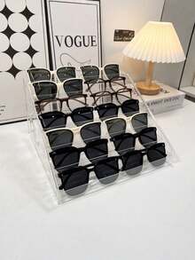 Multifunctional Transparent Acrylic Eyewear Display Case Organizer Stand For Sunglasses Optical Glasses Storage Desktop Countertop Shop Home Decoration Wedding Party Gift Idea - White - View 8