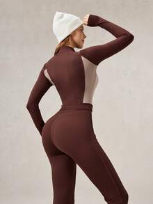 OutZeal 女士冬季保暖户外连体衣，圣诞节服装，滑雪日常穿着，速干柔软拉绒内衬，前拉链带口袋 - 棕色 - 查看 8