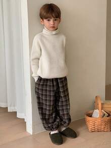 DAZY Young Boys Casual Loose Plaid Pants, Japanese Style For Autumn - Brown - View 3