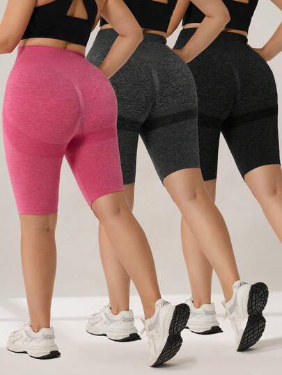 Auralis Pantalones cortos deportivos tipo bermuda de talla grande para mujer con control de abdomen y diseño de bolsillo, pantalones cortos sin costuras para mujer con control de abdomen, pantalones cortos de spandex con control de abdomen, pantalones de chándal con control de abdomen