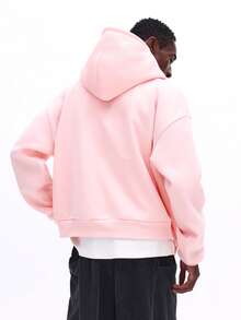 SUMWON Regular Men's Soft Full-Zip Hoodie With Logo Branding Casual Long Sleeve Sweatshirt For Fall Winter Plain - Pink - View 2