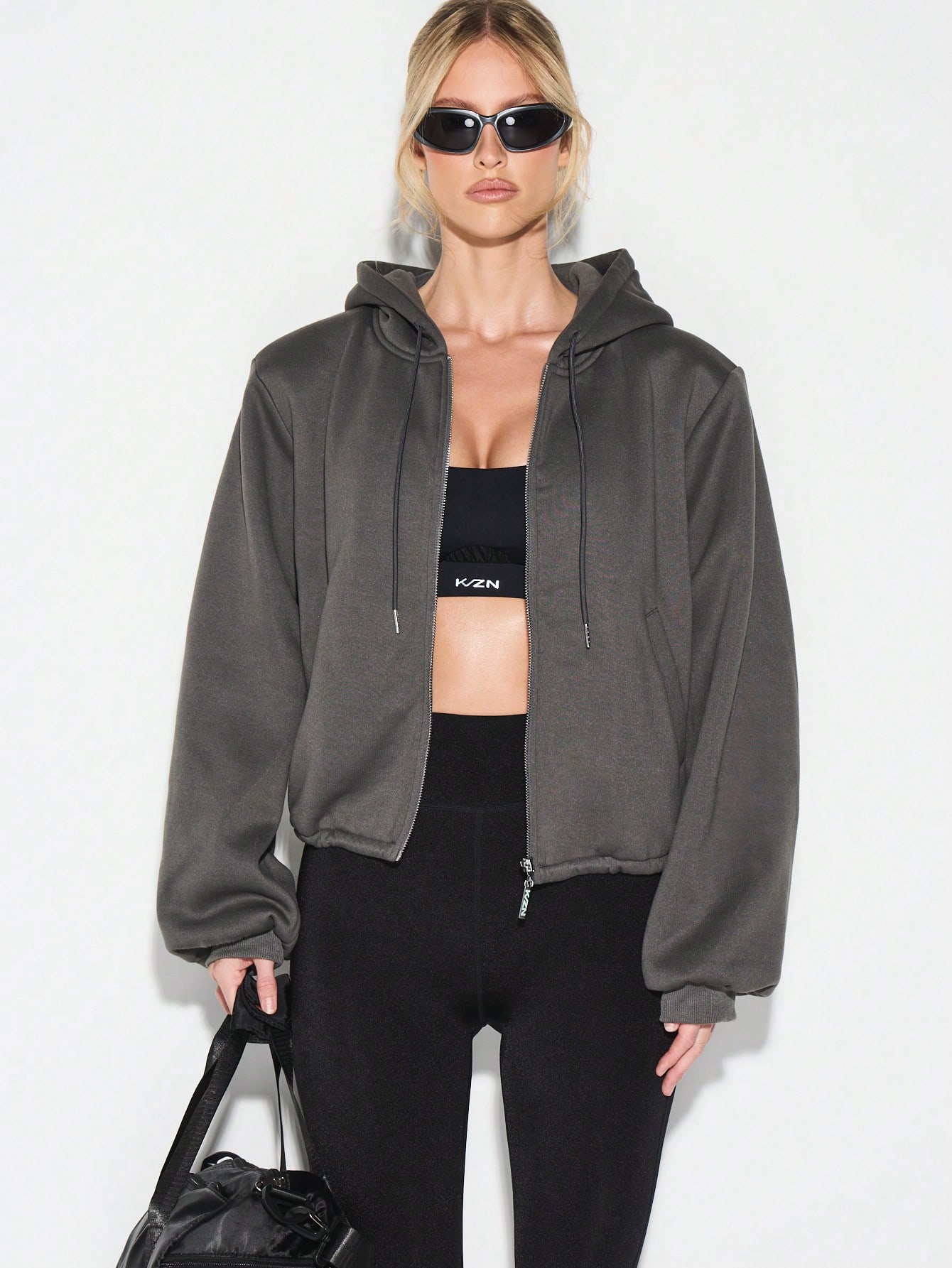 KIZN Oversized Zip Hoodie With Centre Pocket