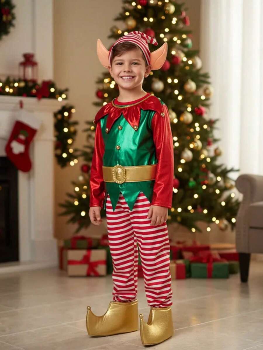 Disfraz Duende Navidad Niños Niñas Infantil Elfa Elfo Duendecilla Ayudante Santa Claus Pastorela - verde - Ver 1