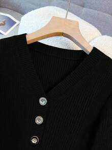 Franclia 新款秋冬法式束腰鱼尾针织连衣裙 - 黑色 - 查看 5