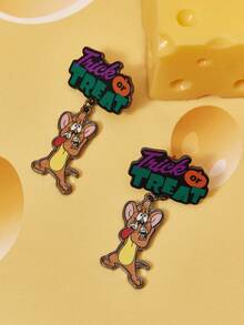 TOM & JERRY X SHEIN 1 Pair Fashionable Women's Popular Cartoon Element Zinc Alloy Earrings - Black - View 2