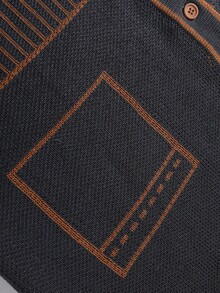 Manfinity Hypemode Men's Black Knitted Sweater, Casual Men's Sweater For Autumn/Winter Striped Men Casual Men Sweater, Long Sleeve Top - Black - View 5