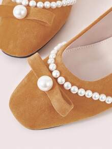 CUCCOO DOLLMOD Women's Elegant Commuting Pumps With Pearl Decoration For Christmas - Yellow - View 8