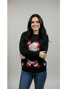 Sueter de navidad para mujer de punto ideal para fiestas y cena de navidad - Negro - Ver 3