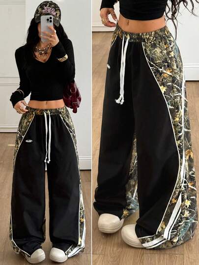 Coolane Calças de verão femininas e masculinas para shows, roupas esportivas para sair, com blocos de cores e textura de faixas, decoração