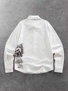 ROMWE MEN Goth Chemise col blanc crâne sombre punk pour homme - Blanc - Voir 2