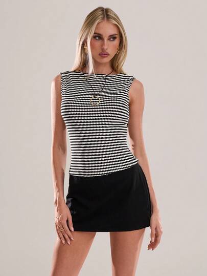 Avantive Black Hem Contrasting Color Texture Sleeveless Basic Versatile Top Fall Winter Christmas New Year Going Out Graduation Prom Elegant Formal Luxury Chic Business Casual Birthday Office Outfits Country Concert Club Outfits Sexy Western Work Clothes Streetwear Vintage Festival Cocktail Rave Prom Hawaii Airport Funny Basic Brunch Outfits 2000s Style Bodycon Old Money Style Church Homecoming Classy Party Modest Date Night