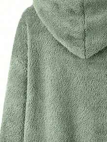 INAWLY Plus Size Solid Color Splice Long Sleeve Front Zipper Hooded Casual Jacket, Winter Fall Autumn - Mint Green - View 4