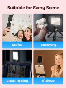 Teckwe Lampu Klip Isi Ulang Daya Tinggi 60 LED untuk Konferensi Video dengan Klip Depan & Belakang, 3 Mode Cahaya yang Dapat Disesuaikan untuk Ponsel, Kompatibel dengan iPhone, Android, iPad, Laptop, untuk Riasan, Selfie, Vlog, Cocok untuk Selfie dan Siaran Langsung, Lampu Selfie Portabel - Hitam dan Putih - View 4