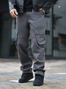 Devon Thys 男士翻盖口袋工装裤（无腰带），秋季款 - 灰色 - 查看 5