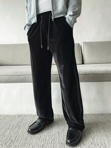 HUEFORM 男士纯色休闲抽绳腰带口袋运动裤 - 黑色 - 查看 4