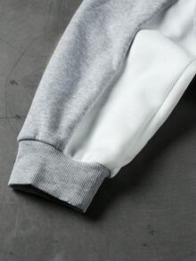 PAVTROS 男士字母刺绣口袋连帽衫和抽绳腰带运动裤套装 - 灰色 - 查看 3