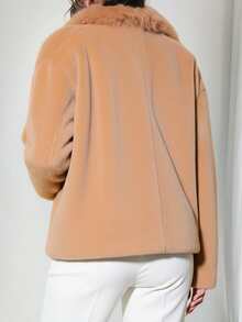 EURMUSE Phụ nữ, Mùa thu, Lông Fax, Chất lượng cao cấp, Chiều dài thông thường, Dáng rộng, Thường ngày - Màu nâu  Mocha - Xem 2