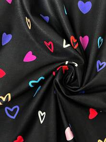 Linhara Camisa de manga larga con estampado de corazones de colores para tallas grandes - Negro - Ver 5