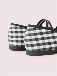 CUCCOO DOLLMOD Giày bệt Mary Jane kẻ caro đen trắng chia ngón dành cho nữ, phong cách cổ điển, đi làm - màu đen - Xem 9