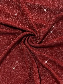 INAWLY 女式纯色露背深V领无袖修身系腰侧开衩连衣裙 - 酒紅色 - 查看 6