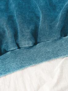 SHEIN Playful Pals Bộ áo khoác denim ngắn có mũ trùm đầu màu đen rộng rãi cho bé gái và quần denim dệt kim thẳng thoải mái, mềm mại và thoải mái khi mặc hàng ngày, tối giản và thời trang - Màu xanh hải quân - Xem 6