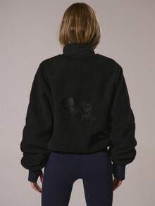 Musera Sport Sport Oversized Half Zip Fleece Padel Autumn Fall Winter Activewear Sport Gym Workout Explorer - Black - View 4