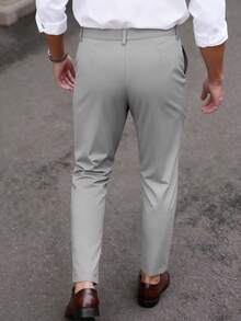 Calvornis Manfinity Bizforma 男士灰色西装裤，商务休闲百搭长裤，双环腰带设计，时尚百搭 - 灰色 - 查看 2