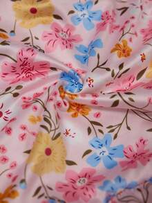 Romantic Ditsy Floral Butterfly Decor Sweet Sleepwear Set For Women - Pink - View 6