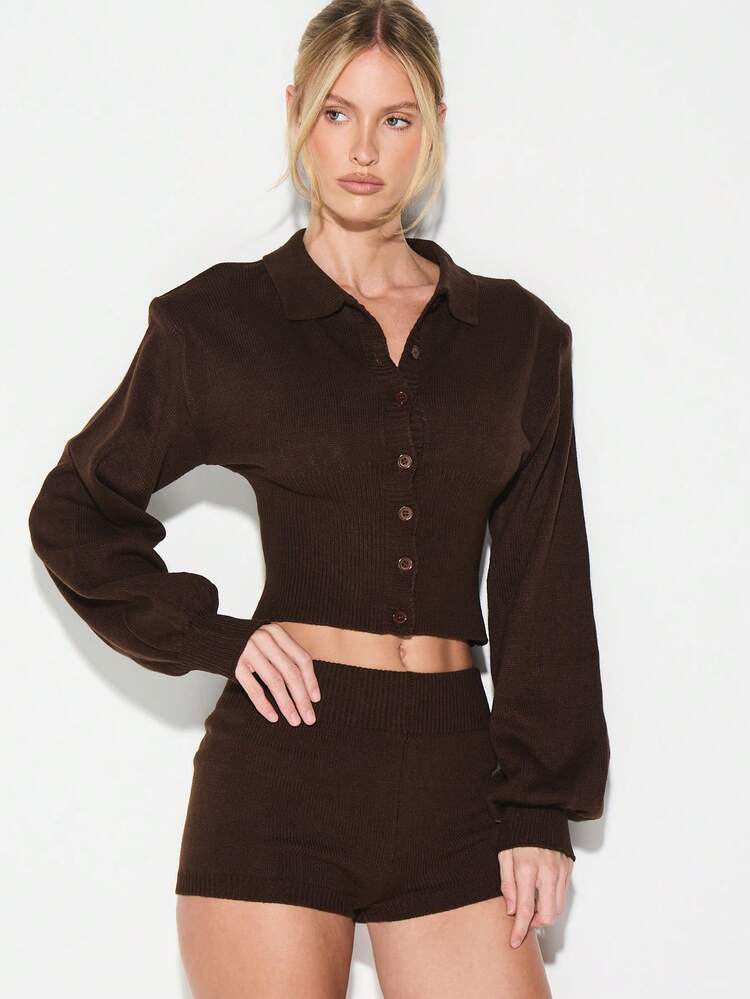 KIZN Ribbed Knit High Waisted Mini Shorts